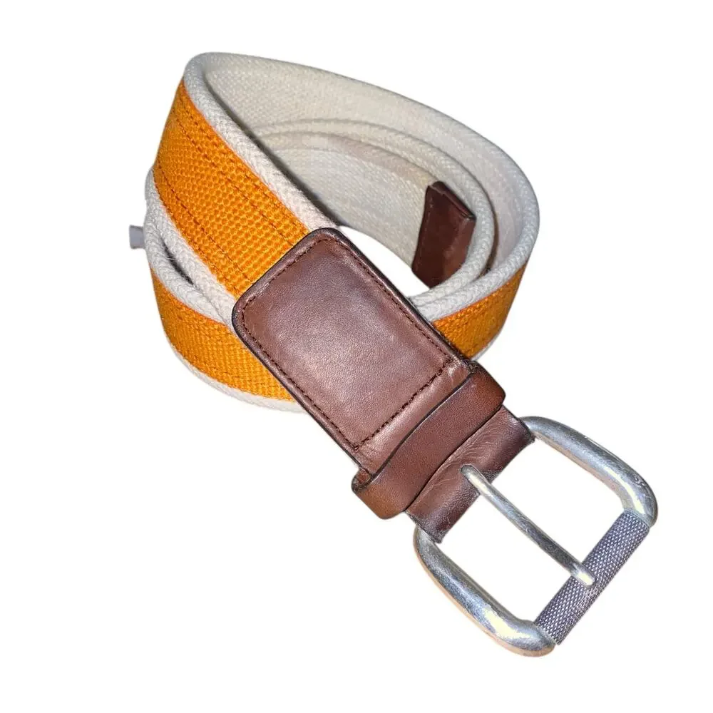 Men’s Cole Haan Size 36 Canvas Belt with Leather Accent and Solid Brass Hardware